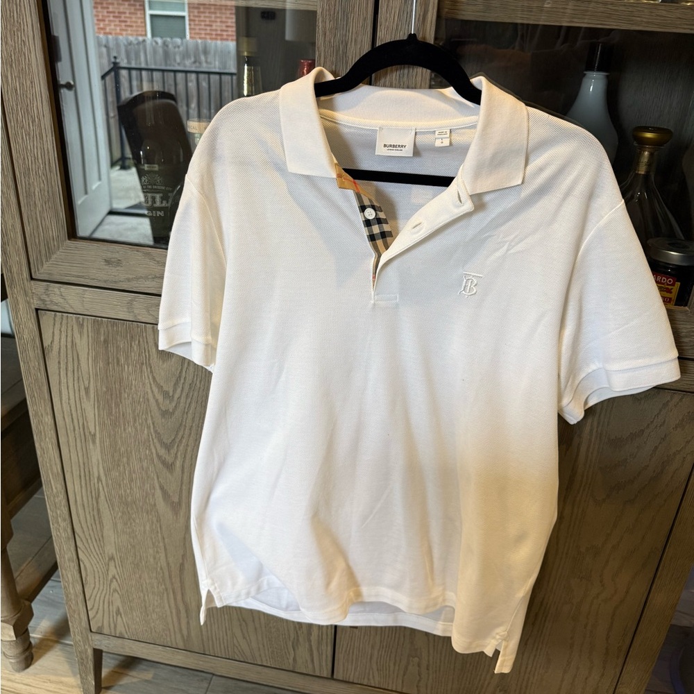 Burberry White Polo Shirt with pattern SIZE LRG
